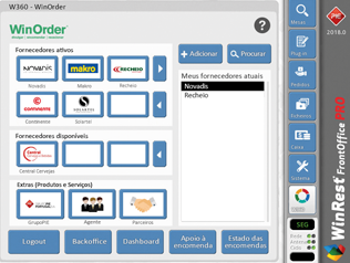 Ecrã do WinOrder no software de ponto de venda